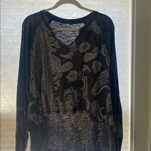 We The Free Black and Gray Textured Top